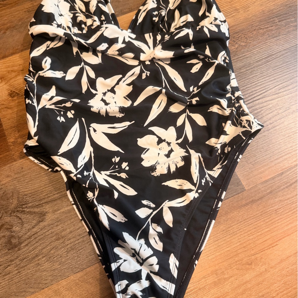 Black & White Floral One-Piece Swimsuit